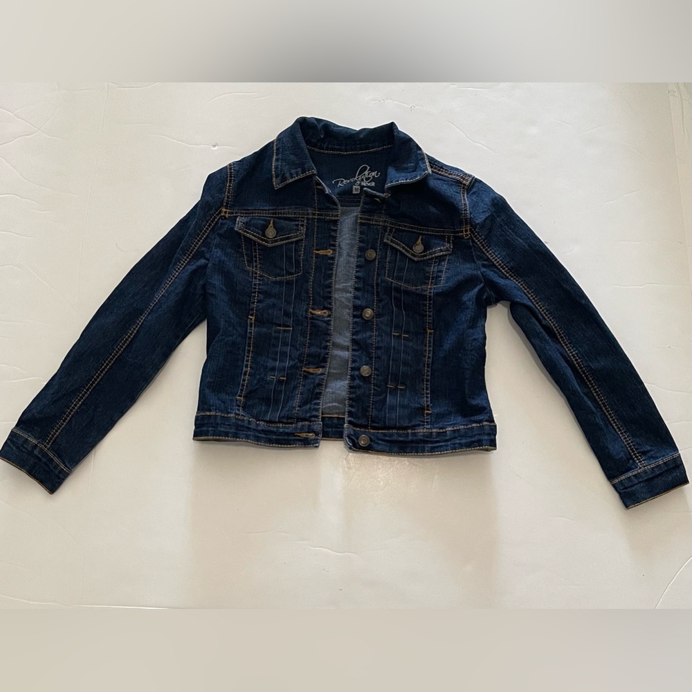 Revolution by Revolt Girls Denim Dark Wash Collared Button-up Jacket Size M